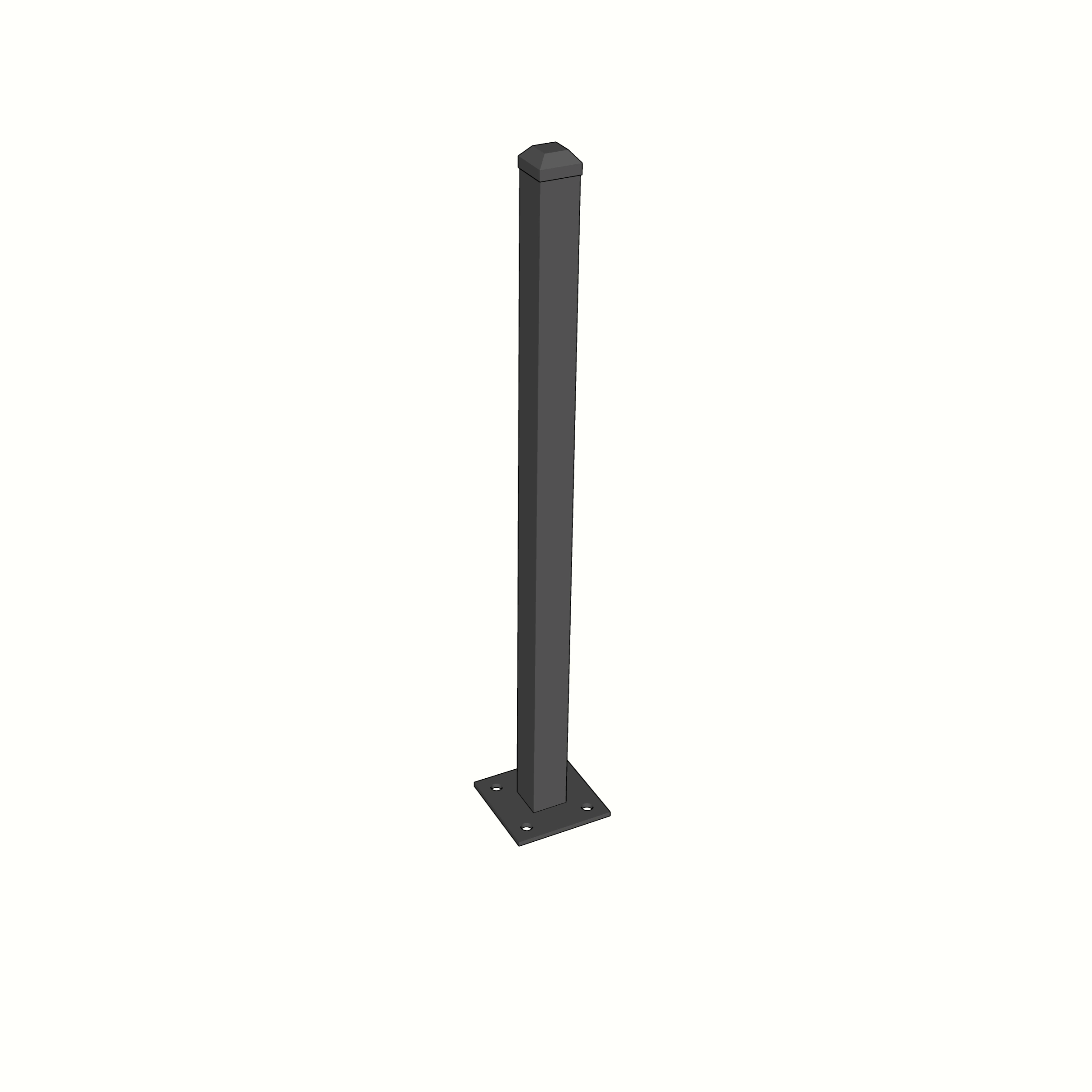 Capped charcoal flanged post with corner fixing holes