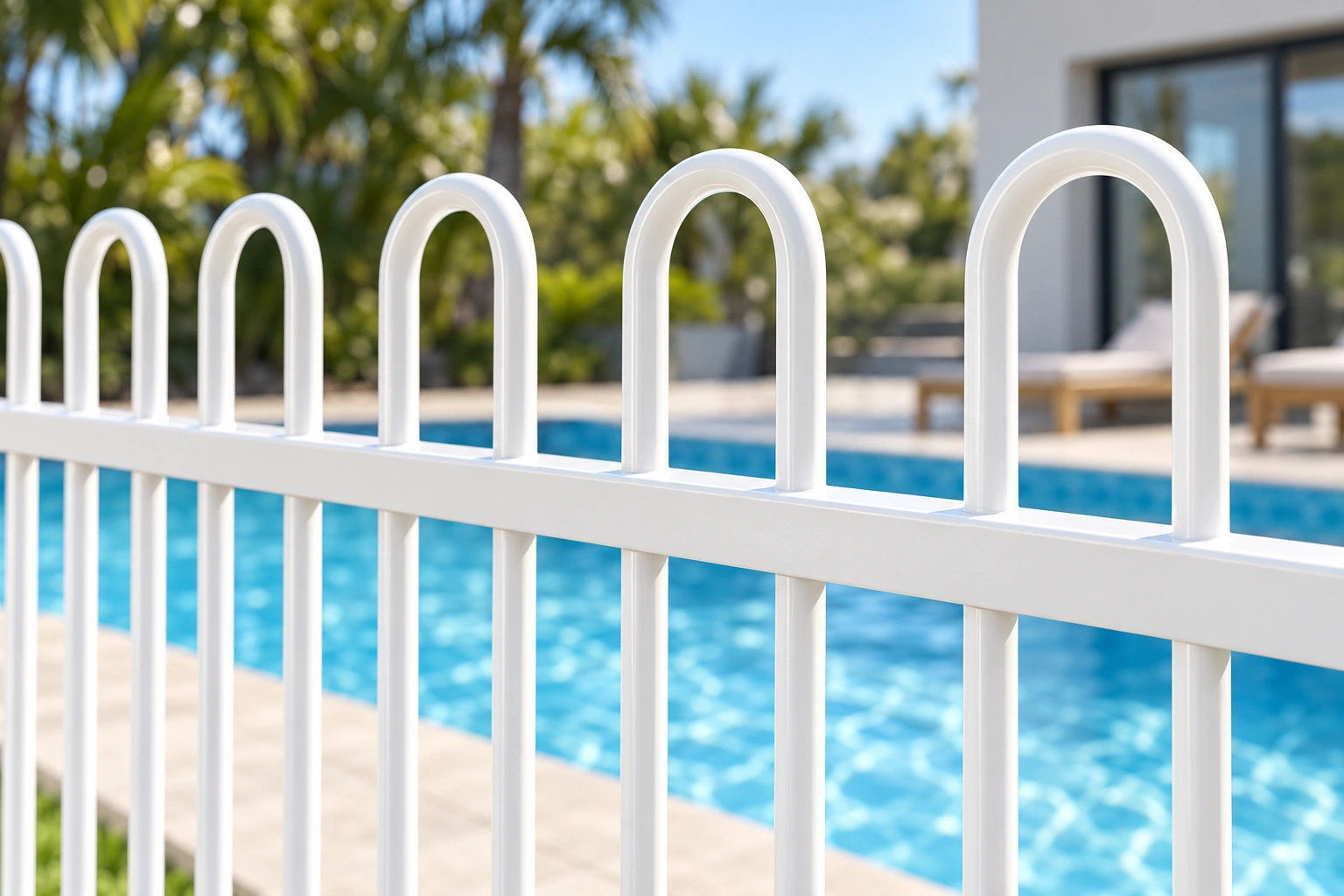 Rounded loop-top pickets and rail